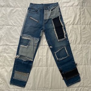 Denim patch jeans